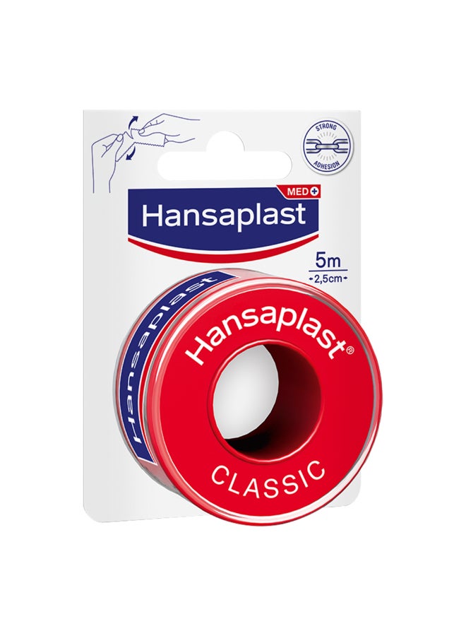 Hansaplast Fixation Tape Classic Strong Adhesion Hand-Tearable Fixation For Wound Dressings 5mx2.5Cm